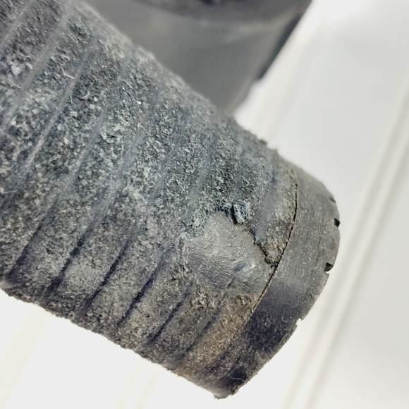 Crown Vintage Black Faux Suede Zip Up Block High Heel Ankle Booties K627 - Picture 12 of 13